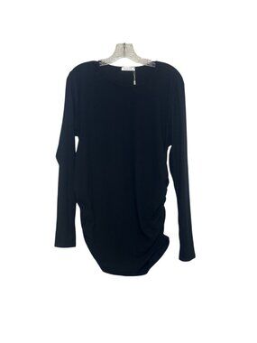 Ekouaer Long Sleeve Maternity Shirt XL Black New WOT Stretchy Ruched Sides Casua